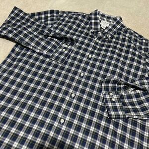LL Bean Button Down Shirt Mens L-Reg Blue Green‎ Plaid Traditional Fit